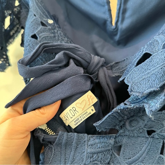 Saylor x Free People Dahlia Dress Blue Off the Shoulder Lace Cocktail Wedding - Picture 13 of 14